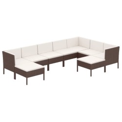 vidaXL 9-tlg. Garten-Lounge-Set mit Auflagen Poly Rattan Braun