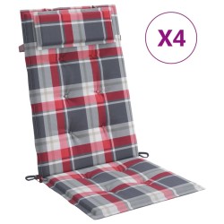 Hochlehner-Auflagen 4 Stk. Rot Karomuster Oxford-Gewebe