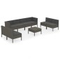 vidaXL 9-tlg. Garten-Lounge-Set mit Auflagen Poly Rattan Grau vidaXL 9-tlg. Garten-Lounge-Set mit Auflagen Poly Rattan Grau