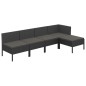 vidaXL 5-tlg. Garten-Lounge-Set mit Auflagen Poly Rattan Schwarz vidaXL 5-tlg. Garten-Lounge-Set mit Auflagen Poly Rattan Schwarz