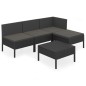 vidaXL 5-tlg. Garten-Lounge-Set mit Auflagen Poly Rattan Schwarz vidaXL 5-tlg. Garten-Lounge-Set mit Auflagen Poly Rattan Schwarz