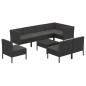vidaXL 9-tlg. Garten-Lounge-Set mit Auflagen Poly Rattan Schwarz vidaXL 9-tlg. Garten-Lounge-Set mit Auflagen Poly Rattan Schwarz
