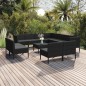 vidaXL 12-tlg. Garten-Lounge-Set mit Auflagen Poly Rattan Schwarz vidaXL 12-tlg. Garten-Lounge-Set mit Auflagen Poly Rattan Schwarz