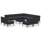 vidaXL 12-tlg. Garten-Lounge-Set mit Auflagen Poly Rattan Schwarz vidaXL 12-tlg. Garten-Lounge-Set mit Auflagen Poly Rattan Schwarz