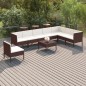 vidaXL 9-tlg. Garten-Lounge-Set mit Auflagen Poly Rattan Braun vidaXL 9-tlg. Garten-Lounge-Set mit Auflagen Poly Rattan Braun