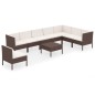 vidaXL 9-tlg. Garten-Lounge-Set mit Auflagen Poly Rattan Braun vidaXL 9-tlg. Garten-Lounge-Set mit Auflagen Poly Rattan Braun