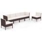 vidaXL 6-tlg. Garten-Lounge-Set mit Auflagen Poly Rattan Braun vidaXL 6-tlg. Garten-Lounge-Set mit Auflagen Poly Rattan Braun