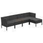 vidaXL 5-tlg. Garten-Lounge-Set mit Auflagen Poly Rattan Schwarz vidaXL 5-tlg. Garten-Lounge-Set mit Auflagen Poly Rattan Schwarz