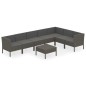 vidaXL 8-tlg. Garten-Lounge-Set mit Auflagen Poly Rattan Grau vidaXL 8-tlg. Garten-Lounge-Set mit Auflagen Poly Rattan Grau