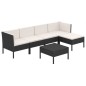 vidaXL 6-tlg. Garten-Lounge-Set mit Auflagen Poly Rattan Schwarz vidaXL 6-tlg. Garten-Lounge-Set mit Auflagen Poly Rattan Schwarz