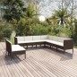 vidaXL 9-tlg. Garten-Lounge-Set mit Auflagen Poly Rattan Braun vidaXL 9-tlg. Garten-Lounge-Set mit Auflagen Poly Rattan Braun