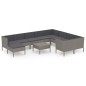 vidaXL 11-tlg. Garten-Lounge-Set mit Auflagen Poly Rattan Grau vidaXL 11-tlg. Garten-Lounge-Set mit Auflagen Poly Rattan Grau