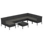 vidaXL 9-tlg. Garten-Lounge-Set mit Auflagen Poly Rattan Schwarz vidaXL 9-tlg. Garten-Lounge-Set mit Auflagen Poly Rattan Schwarz