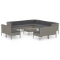 vidaXL 12-tlg. Garten-Lounge-Set mit Auflagen Poly Rattan Grau vidaXL 12-tlg. Garten-Lounge-Set mit Auflagen Poly Rattan Grau