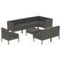 vidaXL 9-tlg. Garten-Lounge-Set mit Auflagen Poly Rattan Grau vidaXL 9-tlg. Garten-Lounge-Set mit Auflagen Poly Rattan Grau