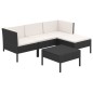 vidaXL 5-tlg. Garten-Lounge-Set mit Auflagen Poly Rattan Schwarz vidaXL 5-tlg. Garten-Lounge-Set mit Auflagen Poly Rattan Schwarz