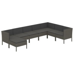 vidaXL 8-tlg. Garten-Lounge-Set mit Auflagen Poly Rattan Grau