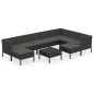 vidaXL 10-tlg. Garten-Lounge-Set mit Auflagen Poly Rattan Schwarz vidaXL 10-tlg. Garten-Lounge-Set mit Auflagen Poly Rattan Schwarz