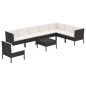 vidaXL 9-tlg. Garten-Lounge-Set mit Auflagen Poly Rattan Schwarz vidaXL 9-tlg. Garten-Lounge-Set mit Auflagen Poly Rattan Schwarz