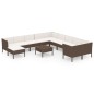 vidaXL 12-tlg. Garten-Lounge-Set mit Auflagen Poly Rattan Braun vidaXL 12-tlg. Garten-Lounge-Set mit Auflagen Poly Rattan Braun
