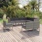 vidaXL 9-tlg. Garten-Lounge-Set mit Auflagen Poly Rattan Grau vidaXL 9-tlg. Garten-Lounge-Set mit Auflagen Poly Rattan Grau