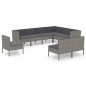 vidaXL 9-tlg. Garten-Lounge-Set mit Auflagen Poly Rattan Grau vidaXL 9-tlg. Garten-Lounge-Set mit Auflagen Poly Rattan Grau