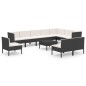 vidaXL 11-tlg. Garten-Lounge-Set mit Auflagen Poly Rattan Schwarz vidaXL 11-tlg. Garten-Lounge-Set mit Auflagen Poly Rattan Schwarz