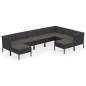 vidaXL 9-tlg. Garten-Lounge-Set mit Auflagen Poly Rattan Schwarz vidaXL 9-tlg. Garten-Lounge-Set mit Auflagen Poly Rattan Schwarz