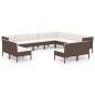 vidaXL 12-tlg. Garten-Lounge-Set mit Auflagen Poly Rattan Braun vidaXL 12-tlg. Garten-Lounge-Set mit Auflagen Poly Rattan Braun