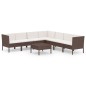 vidaXL 8-tlg. Garten-Lounge-Set mit Auflagen Poly Rattan Braun vidaXL 8-tlg. Garten-Lounge-Set mit Auflagen Poly Rattan Braun