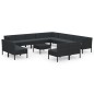 vidaXL 14-tlg. Garten-Lounge-Set mit Auflagen Poly Rattan Schwarz vidaXL 14-tlg. Garten-Lounge-Set mit Auflagen Poly Rattan Schwarz