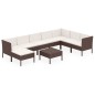 vidaXL 9-tlg. Garten-Lounge-Set mit Auflagen Poly Rattan Braun vidaXL 9-tlg. Garten-Lounge-Set mit Auflagen Poly Rattan Braun