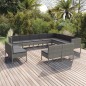vidaXL 12-tlg. Garten-Lounge-Set mit Auflagen Poly Rattan Grau vidaXL 12-tlg. Garten-Lounge-Set mit Auflagen Poly Rattan Grau