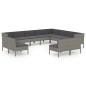 vidaXL 12-tlg. Garten-Lounge-Set mit Auflagen Poly Rattan Grau vidaXL 12-tlg. Garten-Lounge-Set mit Auflagen Poly Rattan Grau