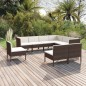 vidaXL 9-tlg. Garten-Lounge-Set mit Auflagen Poly Rattan Braun vidaXL 9-tlg. Garten-Lounge-Set mit Auflagen Poly Rattan Braun