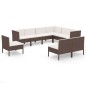 vidaXL 9-tlg. Garten-Lounge-Set mit Auflagen Poly Rattan Braun vidaXL 9-tlg. Garten-Lounge-Set mit Auflagen Poly Rattan Braun