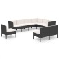vidaXL 9-tlg. Garten-Lounge-Set mit Auflagen Poly Rattan Schwarz vidaXL 9-tlg. Garten-Lounge-Set mit Auflagen Poly Rattan Schwarz