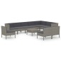 vidaXL 11-tlg. Garten-Lounge-Set mit Auflagen Poly Rattan Grau vidaXL 11-tlg. Garten-Lounge-Set mit Auflagen Poly Rattan Grau