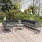 vidaXL 12-tlg. Garten-Lounge-Set mit Auflagen Poly Rattan Grau vidaXL 12-tlg. Garten-Lounge-Set mit Auflagen Poly Rattan Grau