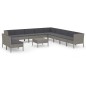 vidaXL 12-tlg. Garten-Lounge-Set mit Auflagen Poly Rattan Grau vidaXL 12-tlg. Garten-Lounge-Set mit Auflagen Poly Rattan Grau