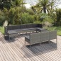 vidaXL 10-tlg. Garten-Lounge-Set mit Auflagen Poly Rattan Grau vidaXL 10-tlg. Garten-Lounge-Set mit Auflagen Poly Rattan Grau