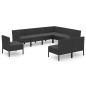 vidaXL 9-tlg. Garten-Lounge-Set mit Auflagen Poly Rattan Schwarz vidaXL 9-tlg. Garten-Lounge-Set mit Auflagen Poly Rattan Schwarz