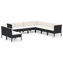 vidaXL 9-tlg. Garten-Lounge-Set mit Auflagen Poly Rattan Schwarz 
