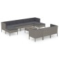 vidaXL 11-tlg. Garten-Lounge-Set mit Auflagen Poly Rattan Grau vidaXL 11-tlg. Garten-Lounge-Set mit Auflagen Poly Rattan Grau