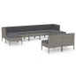 vidaXL 9-tlg. Garten-Lounge-Set mit Auflagen Poly Rattan Grau vidaXL 9-tlg. Garten-Lounge-Set mit Auflagen Poly Rattan Grau