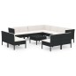 vidaXL 12-tlg. Garten-Lounge-Set mit Auflagen Poly Rattan Schwarz vidaXL 12-tlg. Garten-Lounge-Set mit Auflagen Poly Rattan Schwarz