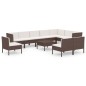 vidaXL 11-tlg. Garten-Lounge-Set mit Auflagen Poly Rattan Braun vidaXL 11-tlg. Garten-Lounge-Set mit Auflagen Poly Rattan Braun