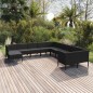 vidaXL 11-tlg. Garten-Lounge-Set mit Auflagen Poly Rattan Schwarz vidaXL 11-tlg. Garten-Lounge-Set mit Auflagen Poly Rattan Schwarz