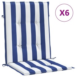 vidaXL Niedriglehner-Auflagen 6 Stk. Blau & Weiß Gestreift Stoff