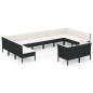 vidaXL 12-tlg. Garten-Lounge-Set mit Auflagen Poly Rattan Schwarz vidaXL 12-tlg. Garten-Lounge-Set mit Auflagen Poly Rattan Schwarz